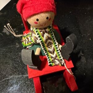 Vintage Ljungstroms Sweden Tomte Santa Children on Sled Christmas Elves